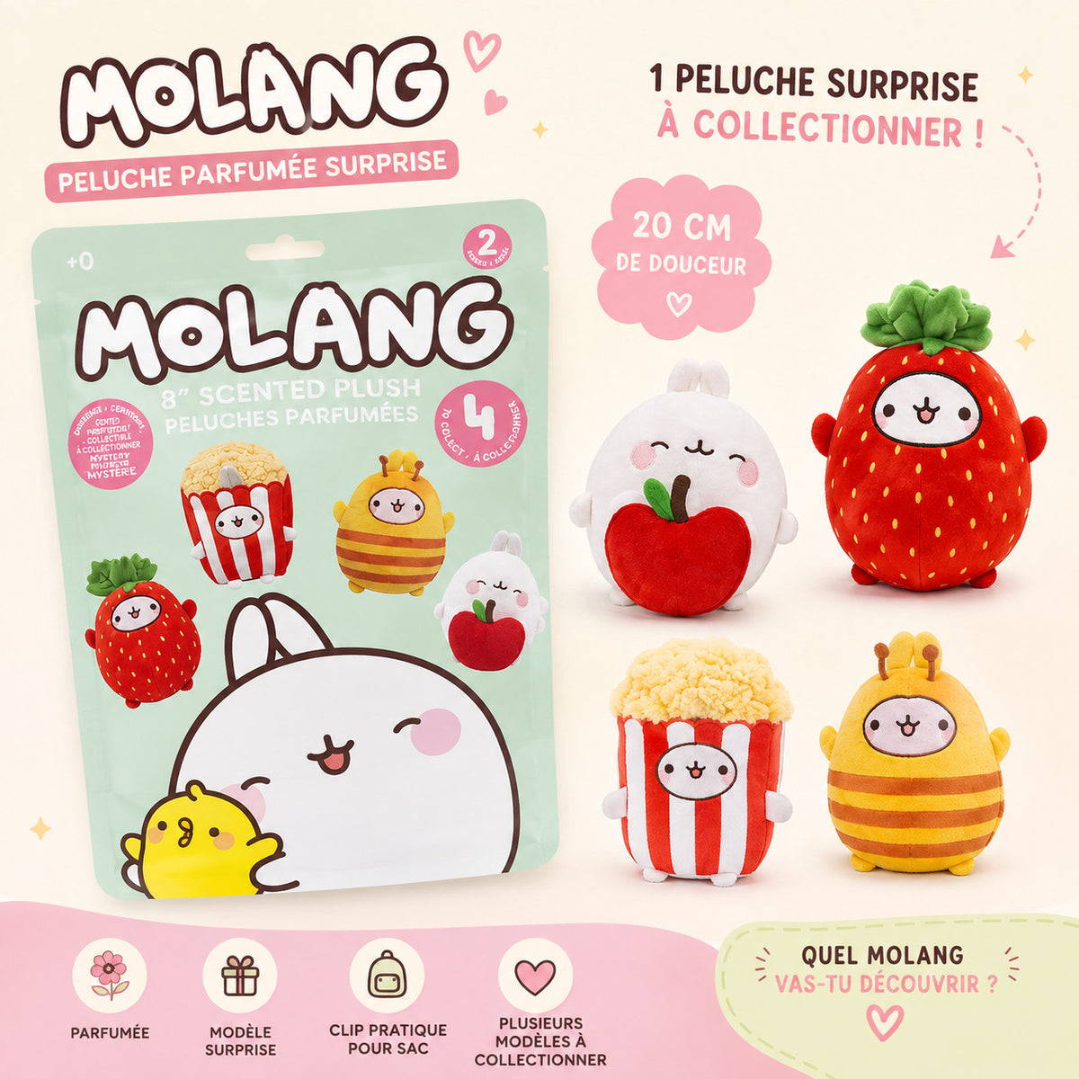 Peluche Molang surprise et parfumée